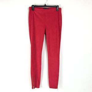 Juicy Couture Skinny Faux Suede Legging Women's Size 27 Red Cordial Ankle Zip